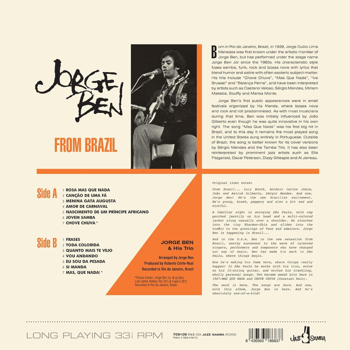 Jorge Ben From Brazil Vinyl LP 2026