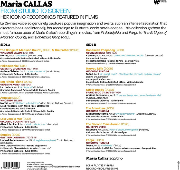 Maria Callas from Studio to Screen Vinyl LP 2023