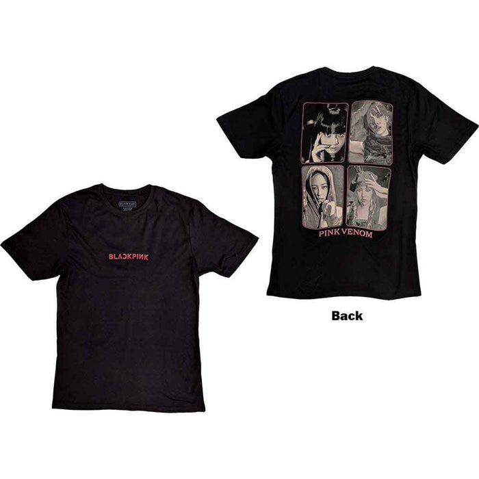 BLACKPINK Pink Venom Group Photo Black Large T-Shirt