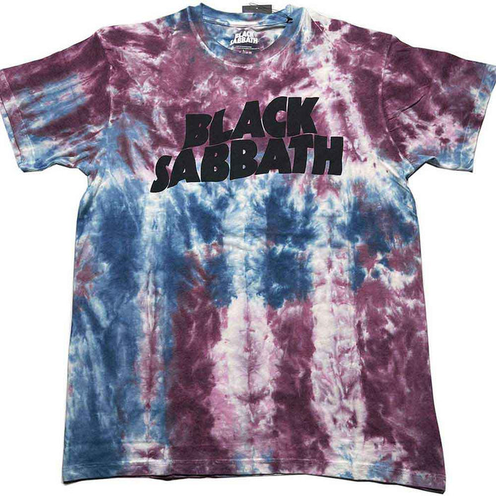 Black Sabbath Wavy Logo Wash Blue & Red Small T-Shirt