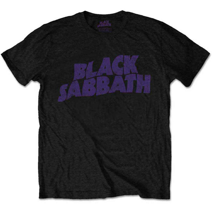 Black Sabbath Wavy Logo Vintage Black Large T-Shirt