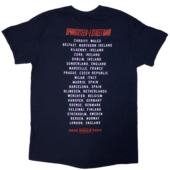 Bruce Springsteen Tour '24 Guitar Photo Navy Blue Small T-Shirt