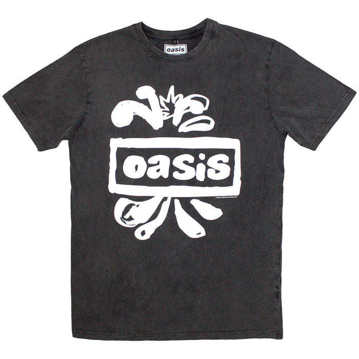 Oasis Logo Splat Stone Wash Charcoal Grey Medium T-Shirt