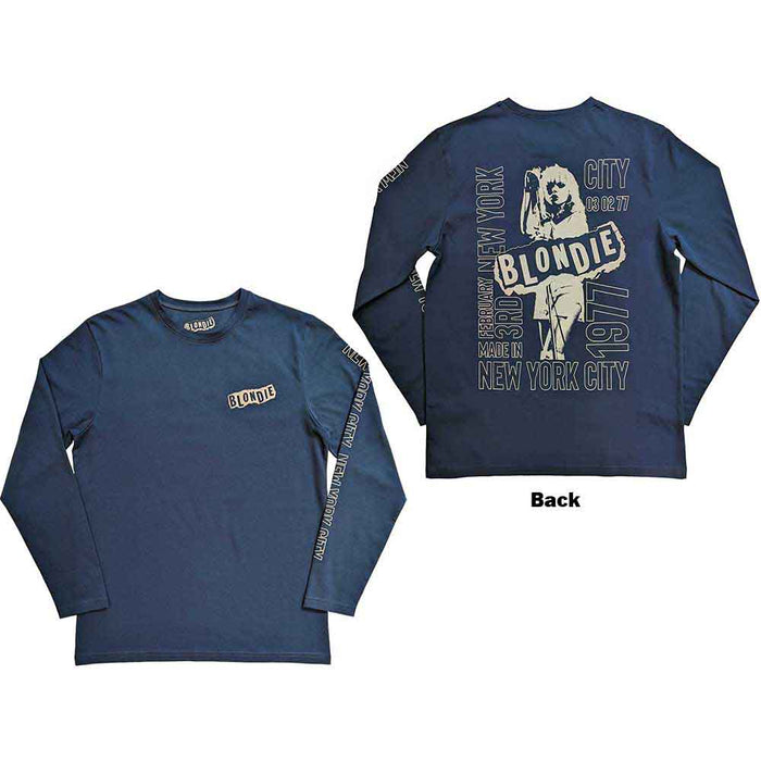 Blondie NYC '77 Denim Blue Long Sleeve Small T-Shirt