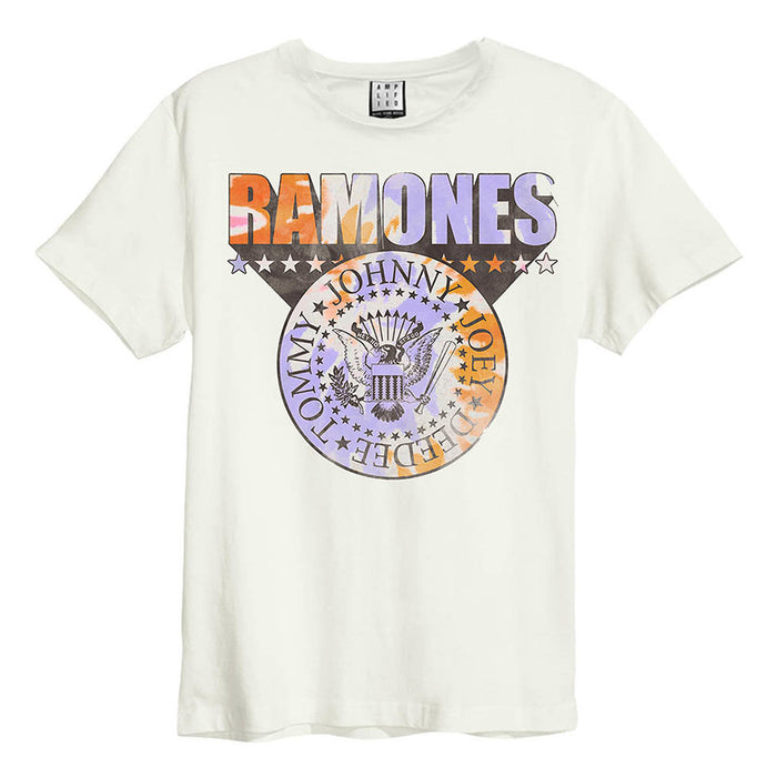 Ramones Tie Dye Shield Amplified Vintage White Small Unisex T-Shirt