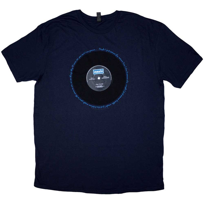 Oasis Live Forever Single Denim Blue Large T-Shirt