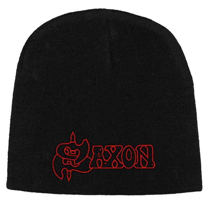 Saxon Logo Black Black Beanie Hat