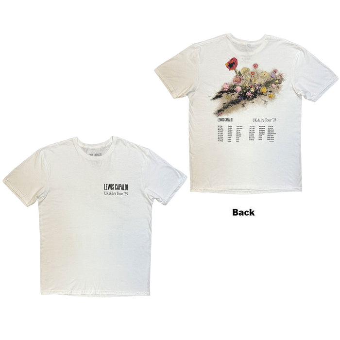 Lewis Capaldi Flowers UK Tour '25 White Small T-Shirt