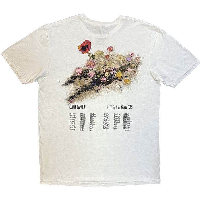 Lewis Capaldi Flowers UK Tour '25 White Small T-Shirt