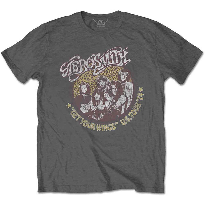 Aerosmith Cheetah Print Charcoal Grey X-Large T-Shirt