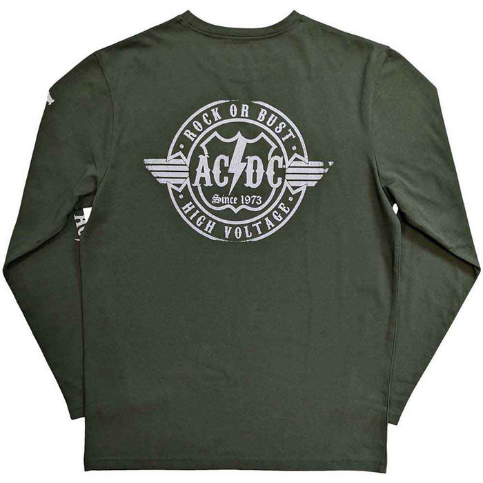 AC/DC Rock Or Bust Long Sleeve Green XX-Large T-Shirt