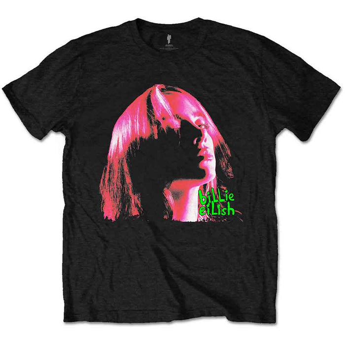 Billie Eilish Pink Neon Shadow Black Small T-Shirt