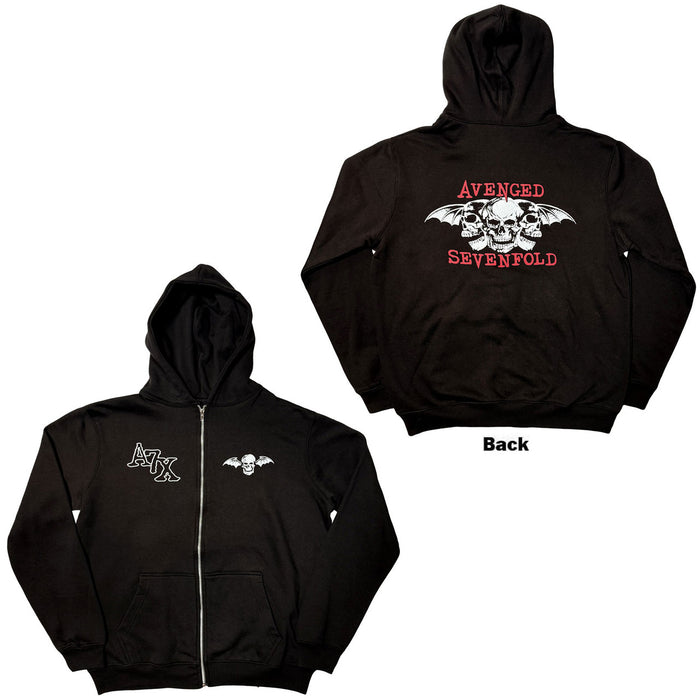 Avenged Sevenfold Dead Head Black Small Zipped Hoodie