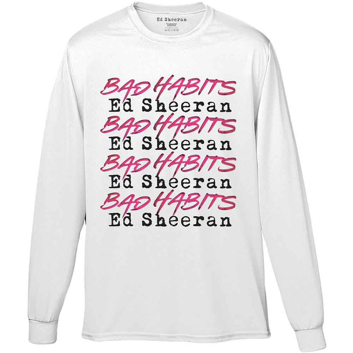 Ed Sheeran Bad Habits Stack White XX-Large Long Sleeve T-Shirt