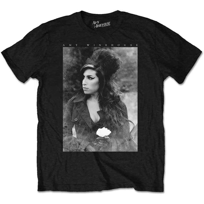 Amy Winehouse Flower Portrait Black Small T-Shirt
