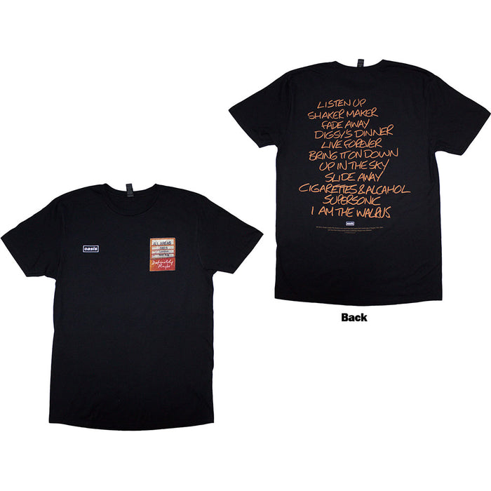 Oasis Definitely Maybe AAA Setlist Black Large T-Shirt