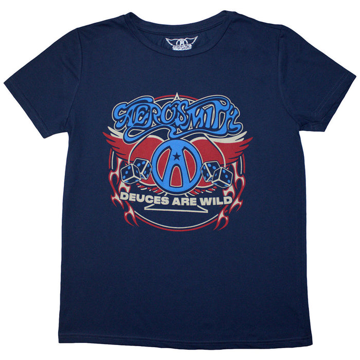 Aerosmith Rainbow Spade Denim Blue Ladies Large T-Shirt