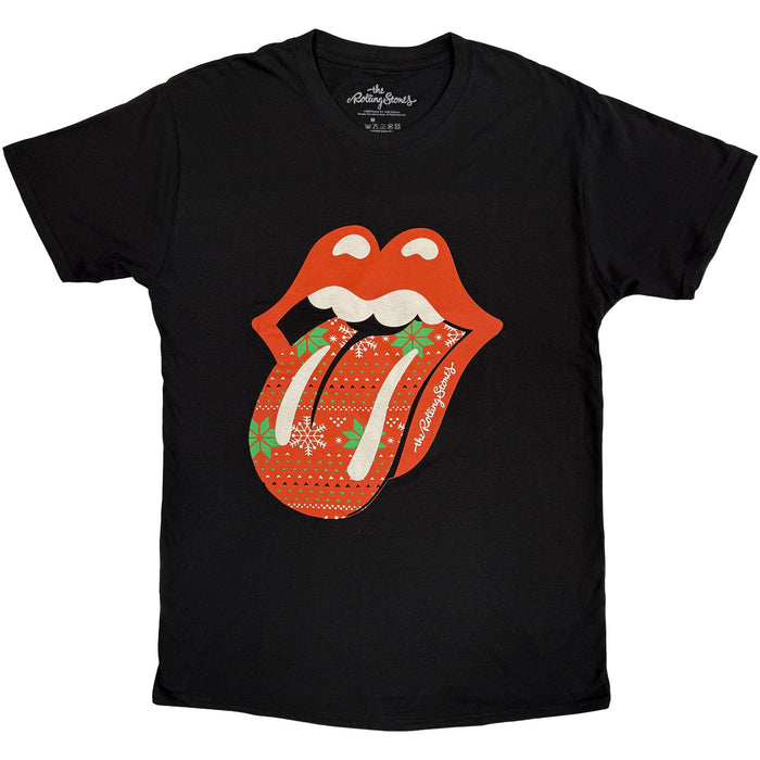 The Rolling Stones Christmas Tongue Black Small T-Shirt