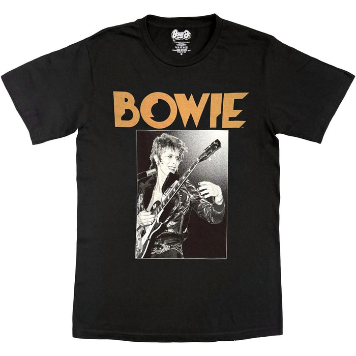David Bowie Guitar Glam Rock Black Small T-Shirt