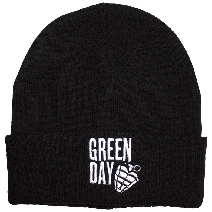 Green Day Stacked Logo & Grenade Black Beanie Hat