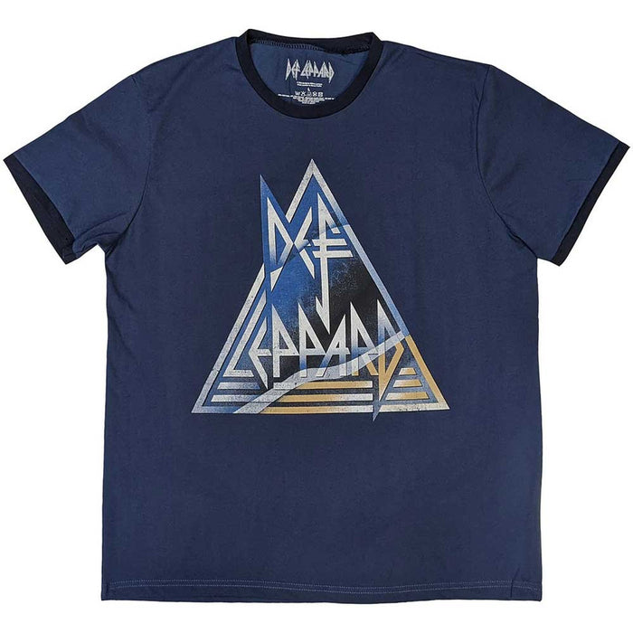 Def Leppard Triangle Logo Denim Blue Large T-Shirt