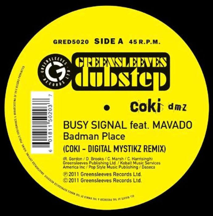 Busy Signal - Badman Place (Coki-Digital Mystikz Remix) 12" Vinyl Brand New
