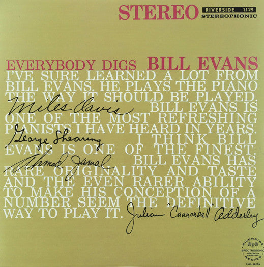 BILL EVANS EVERYBODY DIGS BILL EVANS LP VINYL NEW (US) 33RPM