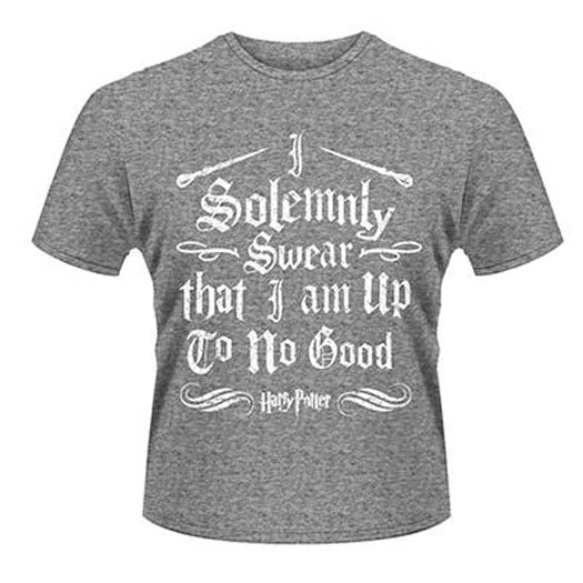 HARRY POTTER SOLEMNLY SWEAR MENS LARGE T SHIRT NEW OFFICIAL GREY