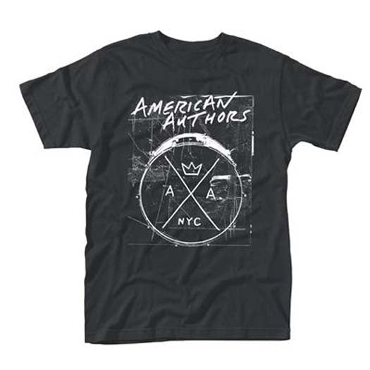 AMERICAN AUTHORS DRUMS MENS XL BLACK T SHIRT NEW OFFICIAL