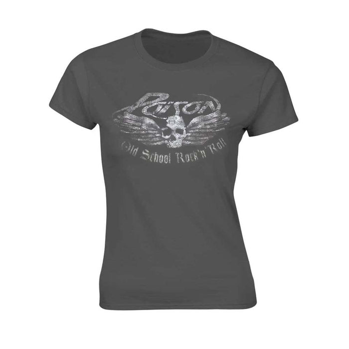 POISON Old School WOMENS Grey MEDIUM T-Shirt NEW