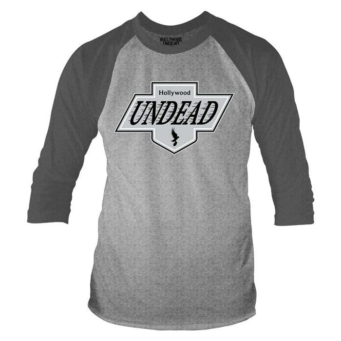 HOLLYWOOD UNDEAD L.A. Crest MENS Grey LARGE Baseball T-Shirt NEW