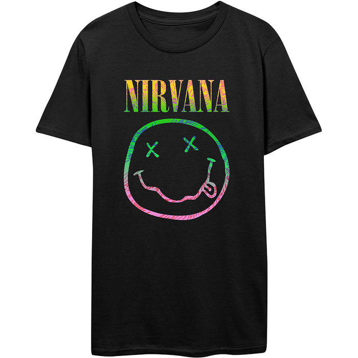 Nirvana Sorbet Happy Face Black Large Unisex T-Shirt