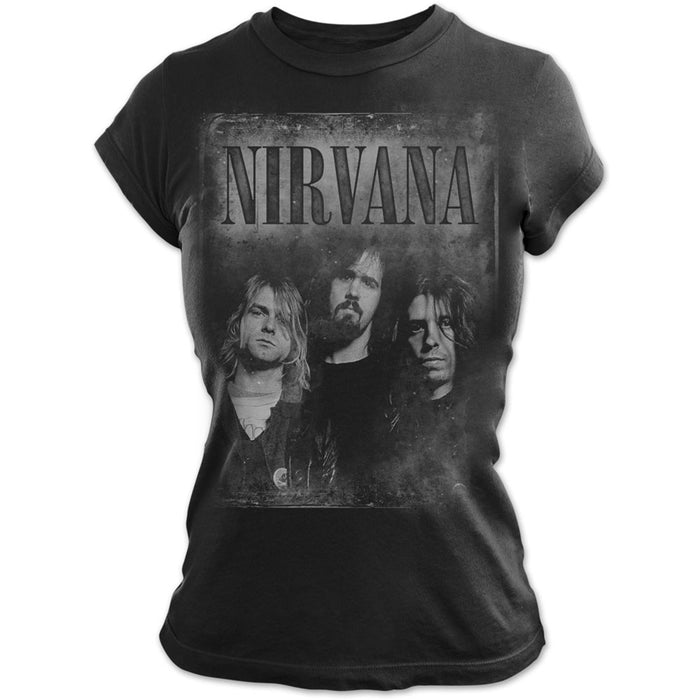 Nirvana Faded Faces Black Ladies X-Large T-Shirt