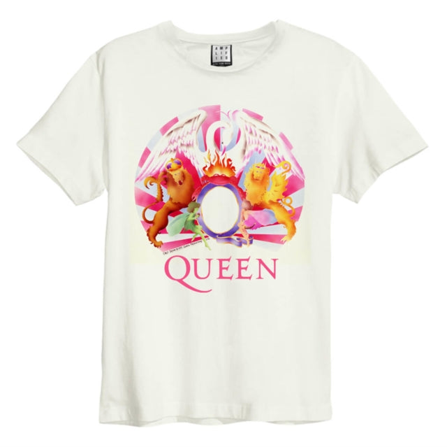 Queen Night At The Opera Crest Amplified Vintage White Large Unisex T-Shirt