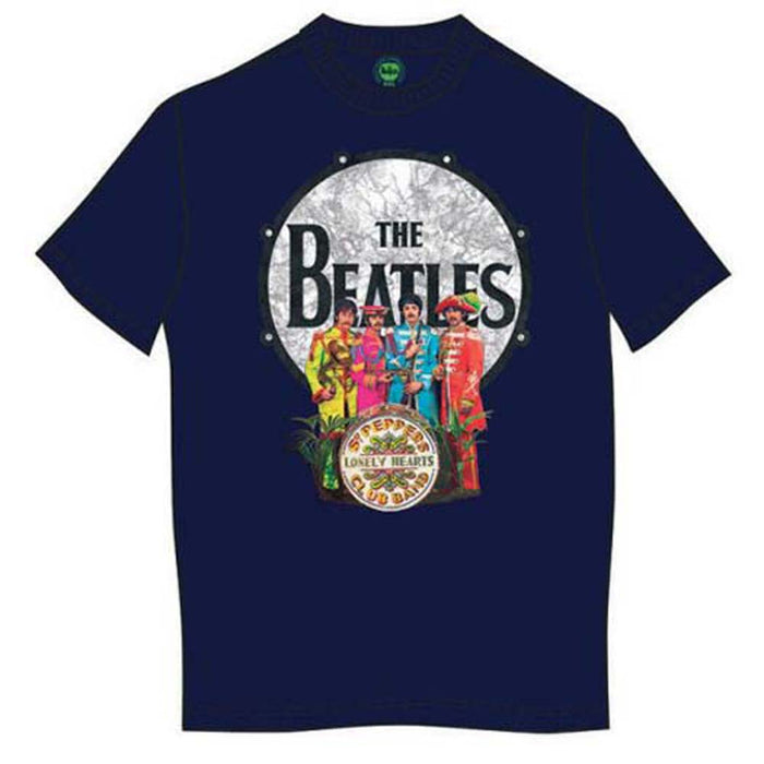 THE BEATLES Sgt Pepper & Drum MENS Navy SIZE LARGE T-shirt NEW