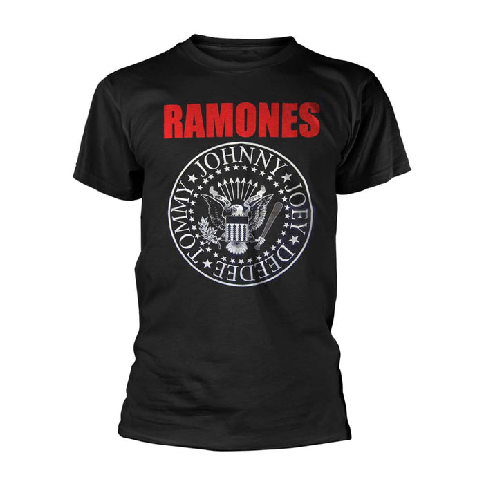 RAMONES Red Text Seal Logo MENS Black XL T-Shirt NEU
