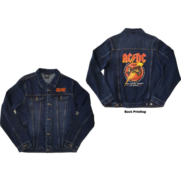 AC/DC For Those About To Rock Large Unisex Blue Denim Jacket