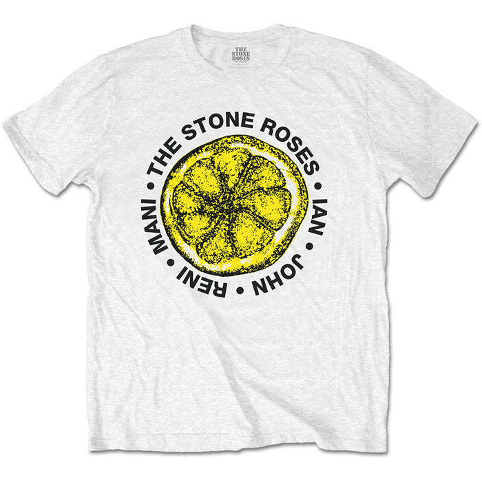 The Stone Roses Lemon Logo with Names White Large Unisex T-Shirt