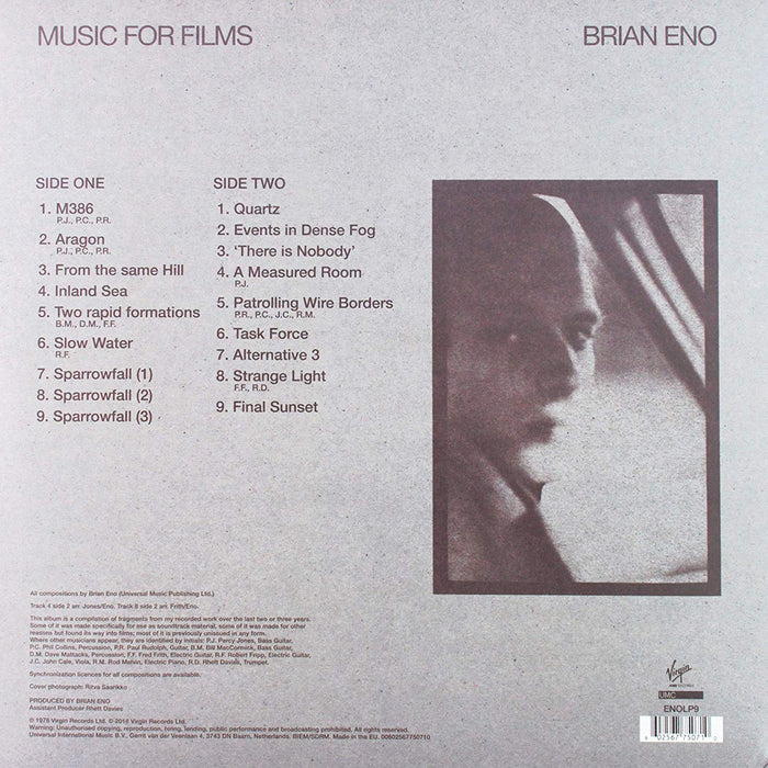 Brian Eno Music For Films Vinyl LP 2018