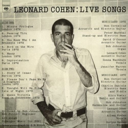 LEONARD COHEN LIVE SONGS LP VINYL 33RPM NEW