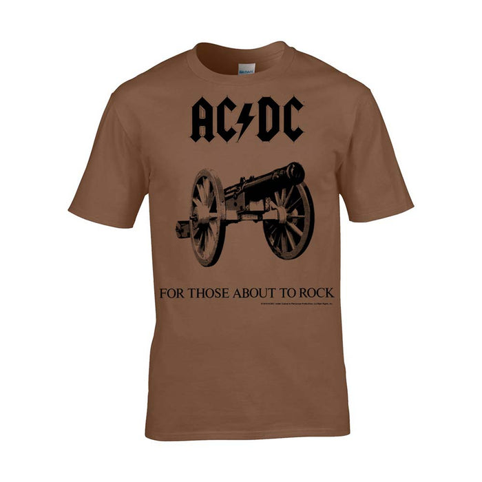 AC/DC For Those About To Rock T-Shirt Brown X-Large Mens New