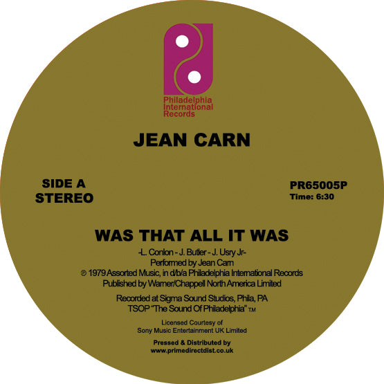 Jean Carn - Was That All It Was / Don't Let It Go to Your Head 12" Single Vinyl RSD2018