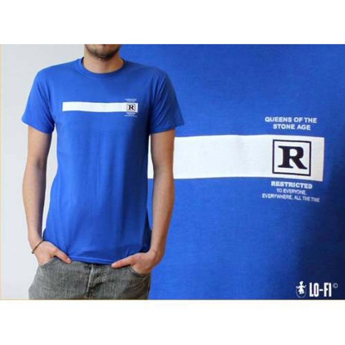 QUEENS OF THE STONE AGE RESTRICTED T-SHIRT SMALL MENS NEW OFFICIAL ROYAL BLUE