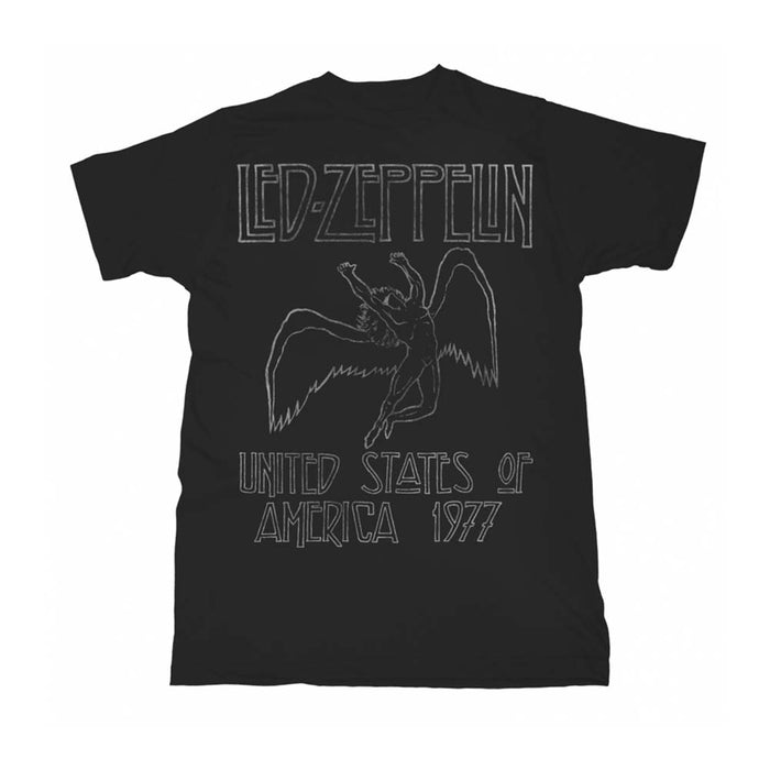 Led Zeppelin USA 1977 Black Large Unisex T-shirt