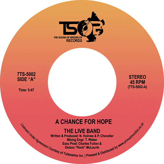 The Live Band - A Chance For Hope 7" Vinyl Single Punched Centre RSD Sept 2020