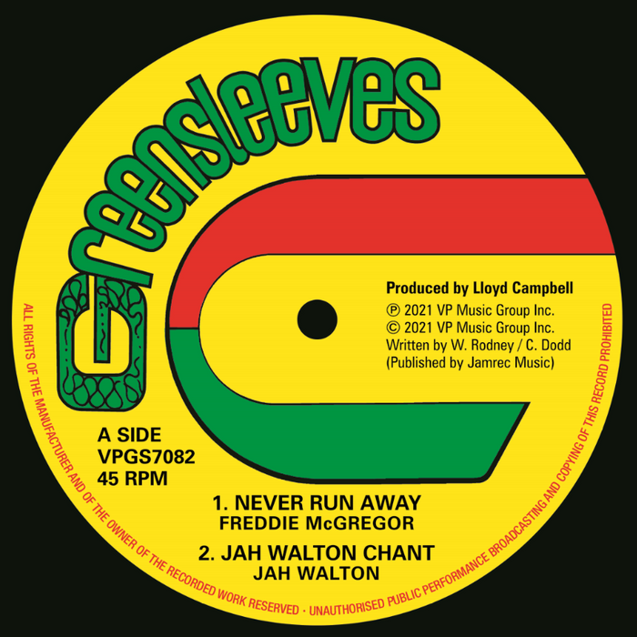 Freddie Mcgregor Never Run Away Vinyl 12" Vinyl EP Green Colour RSD 2021